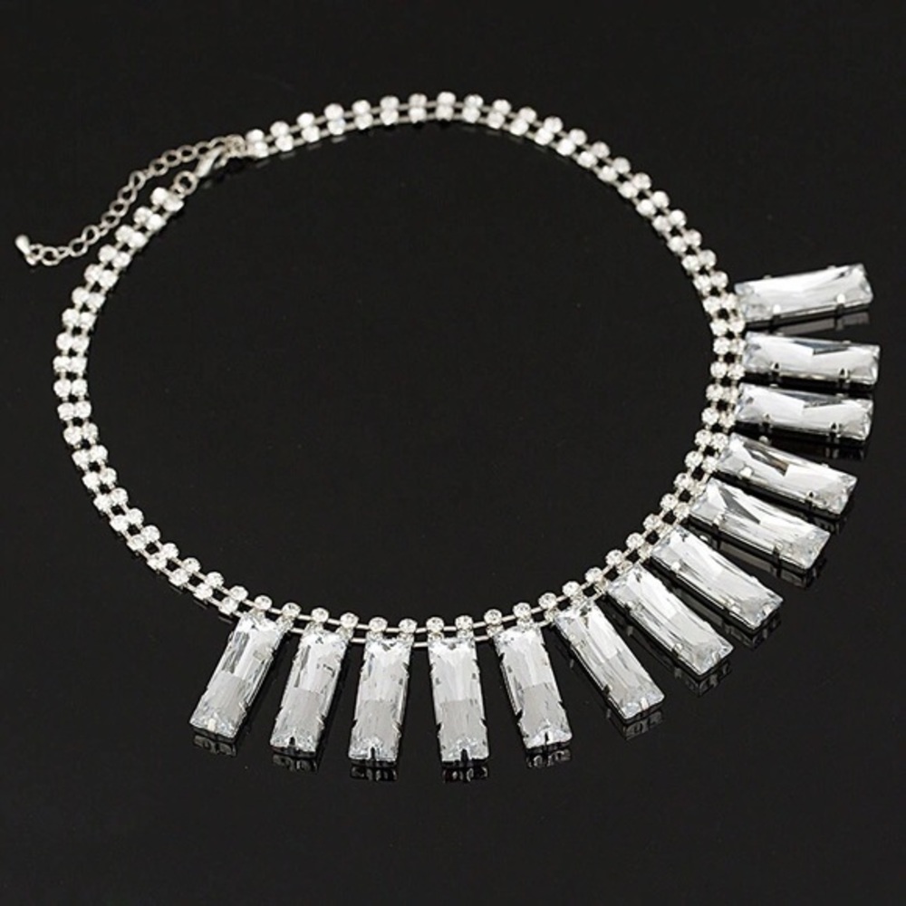 Clear Crystal Statement Necklace - Picture 2 of 4